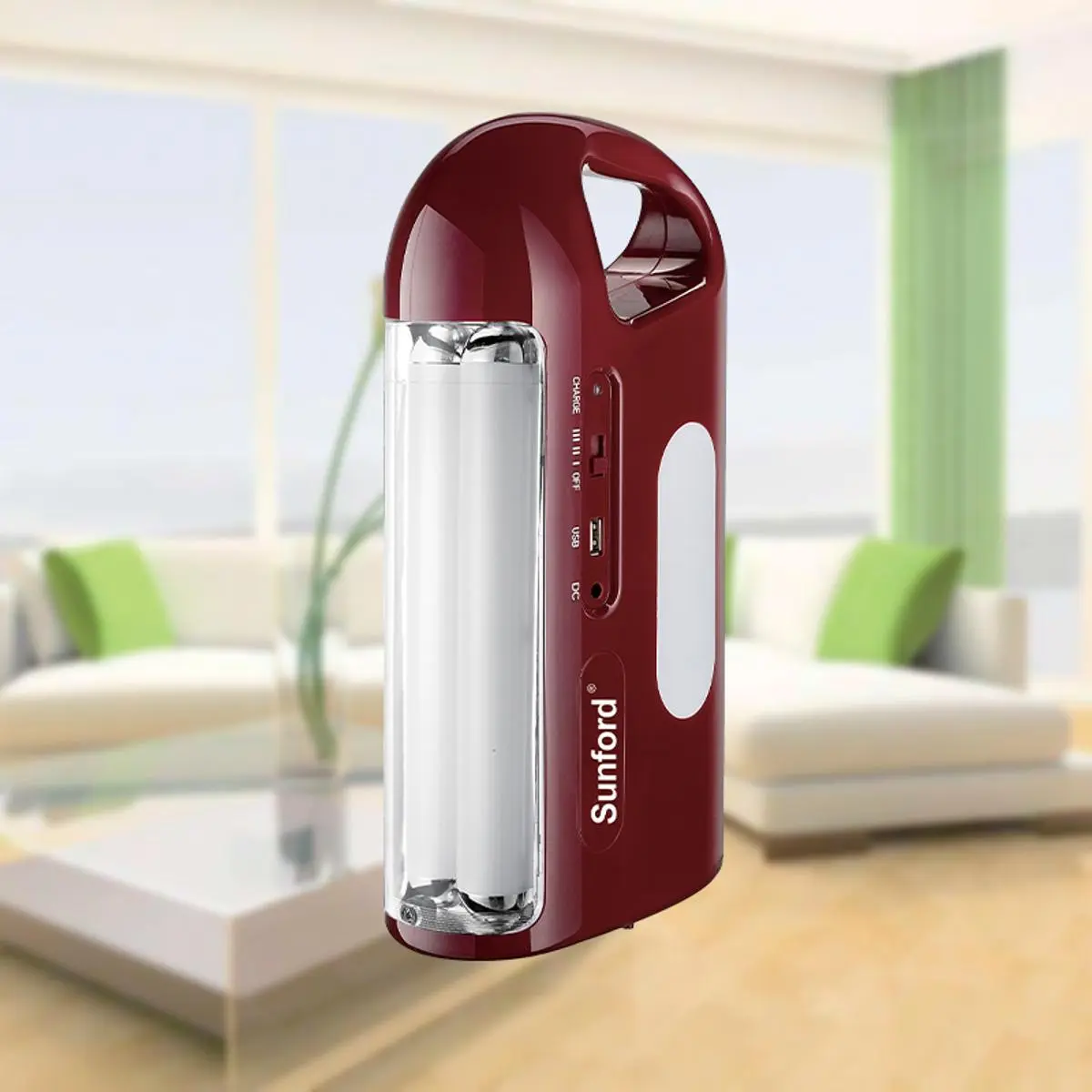 Sunford SF-4840EL Rechargeable Emergency Lantern with Power Bank Facility - 1 Piece ( Maroon )