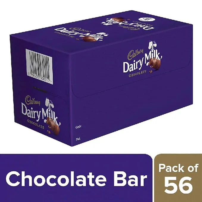 Cadbury Dairy Milk Chocolate Bar, 12 Grams (Pack of 56) full box